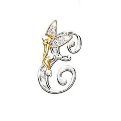 Nauja metalinė prabangi angelo raidė sagė moterims vyriškų krištolų krištoliniai angliškai abėcėlės smeigtukai Mieli papuošalai priedai Kalėdų dovana