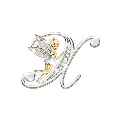Nauja metalinė prabangi angelo raidė sagė moterims vyriškų krištolų krištoliniai angliškai abėcėlės smeigtukai Mieli papuošalai priedai Kalėdų dovana