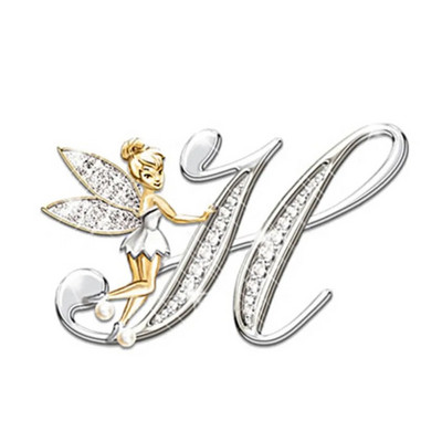 Nauja metalinė prabangi angelo raidė sagė moterims vyriškų krištolų krištoliniai angliškai abėcėlės smeigtukai Mieli papuošalai priedai Kalėdų dovana