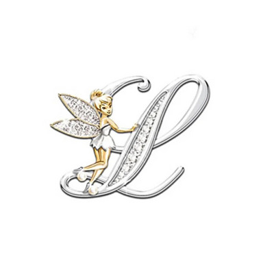 Nauja metalinė prabangi angelo raidė sagė moterims vyriškų krištolų krištoliniai angliškai abėcėlės smeigtukai Mieli papuošalai priedai Kalėdų dovana