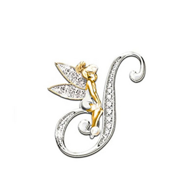 Nauja metalinė prabangi angelo raidė sagė moterims vyriškų krištolų krištoliniai angliškai abėcėlės smeigtukai Mieli papuošalai priedai Kalėdų dovana