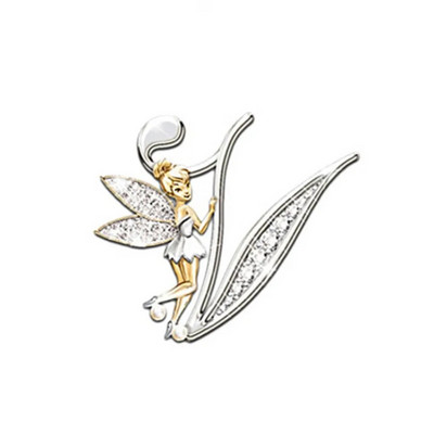 Nauja metalinė prabangi angelo raidė sagė moterims vyriškų krištolų krištoliniai angliškai abėcėlės smeigtukai Mieli papuošalai priedai Kalėdų dovana