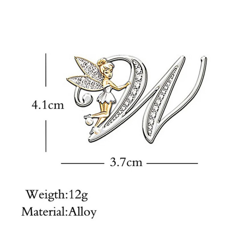 Nauja metalinė prabangi angelo raidė sagė moterims vyriškų krištolų krištoliniai angliškai abėcėlės smeigtukai Mieli papuošalai priedai Kalėdų dovana