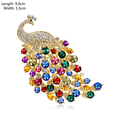 Rhinestones pāvs saktas sieviešu luksusa apģērbu aksesuāri Eleganta banketu kāzu rotaslietas sieviešu piespraudes