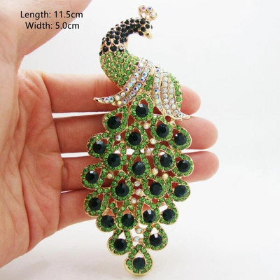 Rhinestones pāvs saktas sieviešu luksusa apģērbu aksesuāri Eleganta banketu kāzu rotaslietas sieviešu piespraudes