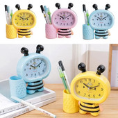 Kvaliteetne multifunktsionaalne õpilase kingitus armas lauaarvuti hoiukarp äratuskell pliiatsipott mesilase pliiatsihoidja