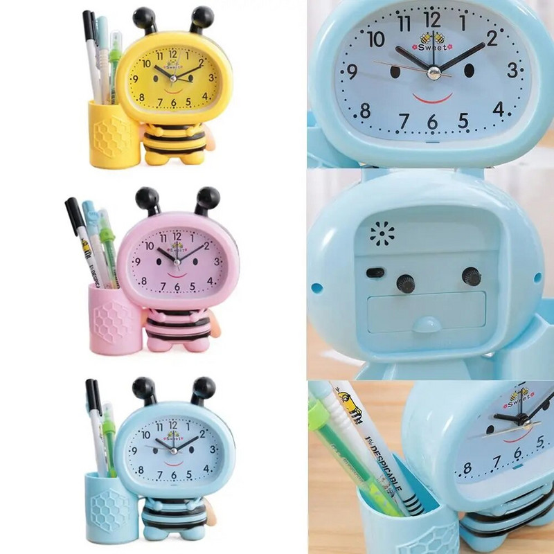 Kvaliteetne multifunktsionaalne õpilase kingitus armas lauaarvuti hoiukarp äratuskell pliiatsipott mesilase pliiatsihoidja