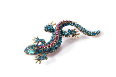 Värvilised täiskivist gekod Prossid Vintage läikiv loomasisalik pross Inkrusteeritud ülikond Aksessuaarid Riided Metallist Ehted