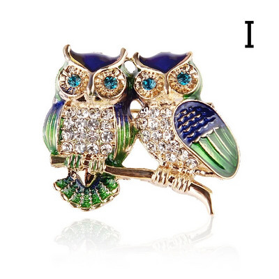 Καρφίτσες από σμάλτο μπλε μάτια Καρφίτσα από στρας Ζευγάρι Κουκουβάγια Καρφίτσα Ζώα για Γυναικεία Ρούχα Κασκόλ Πόρπη γιακά Καρφίτσες κοσμημάτων