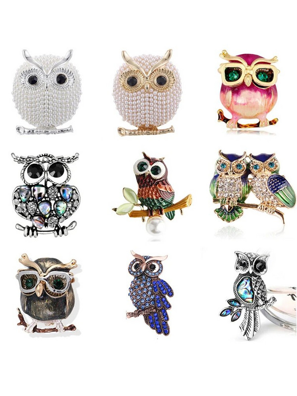 Καρφίτσες από σμάλτο μπλε μάτια Καρφίτσα από στρας Ζευγάρι Κουκουβάγια Καρφίτσα Ζώα για Γυναικεία Ρούχα Κασκόλ Πόρπη γιακά Καρφίτσες κοσμημάτων