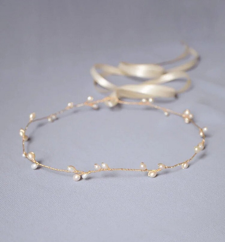 Accesorii pentru păr de mireasă Bentite cu perle albe Bentite de păr simple cu margele pentru femei, fete, panglică, accesorii pentru cap, bijuterii pentru păr de nuntă