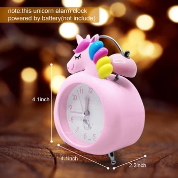 Сладък детски будилник с еднорог Двойна камбанка с подсветка Настолен часовник Събуждане за момичета Украса за спалня Коледни детски подаръци