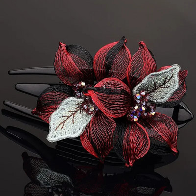 Moodne elegantne kudumine vasktraadist lilleline juuksenõel Juuste aksessuaarid naistele Selg Aju lusikas akrüülist pääsusaba klambriga peakatted