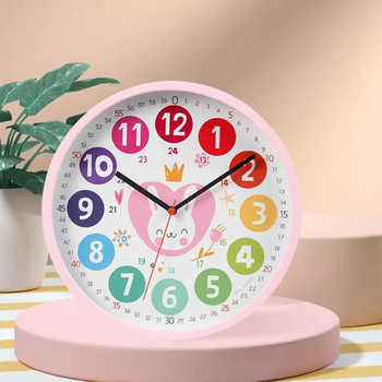 Цветен стенен часовник Учебен часовник Безшумен 10-инчов часовник за разказване на часа Учебен часовник за спалня Игрална стая Класна стая Деца Родители
