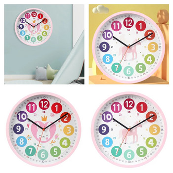 Πολύχρωμο Ρολόι Τοίχου Εκμάθηση Ρολόι Αθόρυβο 10 ιντσών Εκπαιδευτικό ρολόι ώρας για υπνοδωμάτιο Playroom Παιδική τάξη Γονείς