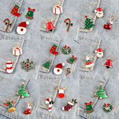 3-6 τμχ Χριστουγεννιάτικη καρφίτσα Σετ Μίνι δέντρο με άλκες καμπάνα Άγιος Βασίλης Μεταλλικές καρφίτσες Χαριτωμένα δώρα φεστιβάλ πάρτι Καπέλο παιδικό σήμα κοσμήματα Χονδρική