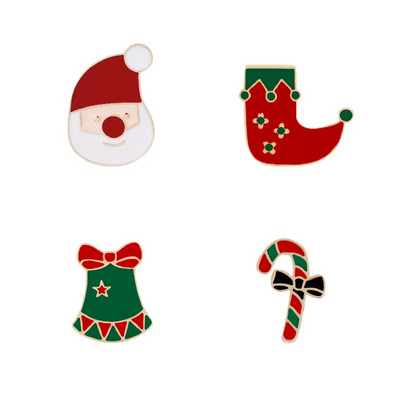 3-6 τμχ Χριστουγεννιάτικη καρφίτσα Σετ Μίνι δέντρο με άλκες καμπάνα Άγιος Βασίλης Μεταλλικές καρφίτσες Χαριτωμένα δώρα φεστιβάλ πάρτι Καπέλο παιδικό σήμα κοσμήματα Χονδρική