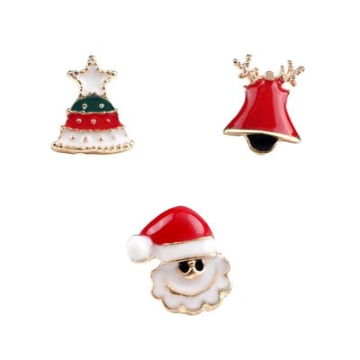 3-6 τμχ Χριστουγεννιάτικη καρφίτσα Σετ Μίνι δέντρο με άλκες καμπάνα Άγιος Βασίλης Μεταλλικές καρφίτσες Χαριτωμένα δώρα φεστιβάλ πάρτι Καπέλο παιδικό σήμα κοσμήματα Χονδρική