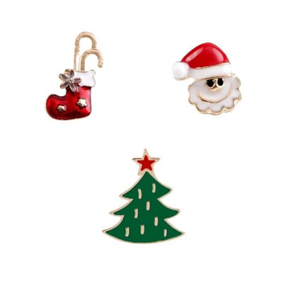 3-6 τμχ Χριστουγεννιάτικη καρφίτσα Σετ Μίνι δέντρο με άλκες καμπάνα Άγιος Βασίλης Μεταλλικές καρφίτσες Χαριτωμένα δώρα φεστιβάλ πάρτι Καπέλο παιδικό σήμα κοσμήματα Χονδρική