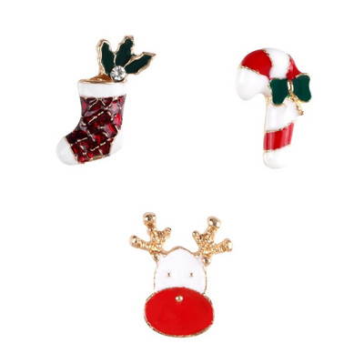 3-6 τμχ Χριστουγεννιάτικη καρφίτσα Σετ Μίνι δέντρο με άλκες καμπάνα Άγιος Βασίλης Μεταλλικές καρφίτσες Χαριτωμένα δώρα φεστιβάλ πάρτι Καπέλο παιδικό σήμα κοσμήματα Χονδρική