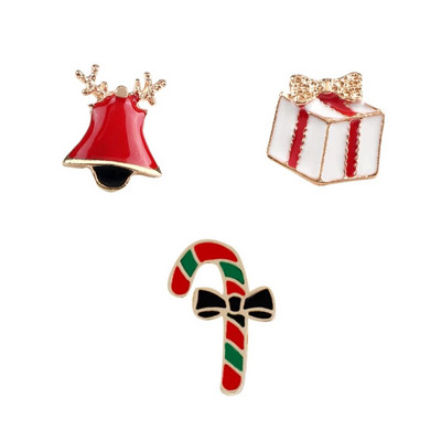 3-6 τμχ Χριστουγεννιάτικη καρφίτσα Σετ Μίνι δέντρο με άλκες καμπάνα Άγιος Βασίλης Μεταλλικές καρφίτσες Χαριτωμένα δώρα φεστιβάλ πάρτι Καπέλο παιδικό σήμα κοσμήματα Χονδρική