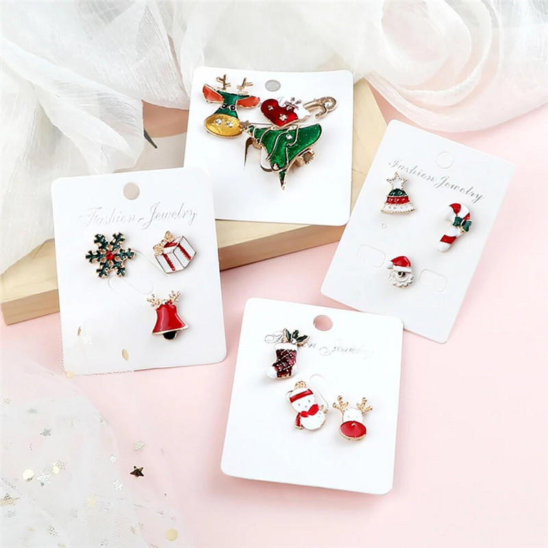 3-6 τμχ Χριστουγεννιάτικη καρφίτσα Σετ Μίνι δέντρο με άλκες καμπάνα Άγιος Βασίλης Μεταλλικές καρφίτσες Χαριτωμένα δώρα φεστιβάλ πάρτι Καπέλο παιδικό σήμα κοσμήματα Χονδρική