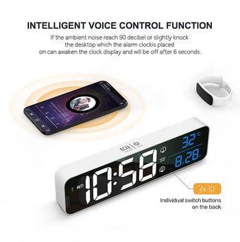 Έξυπνο ρολόι LED δίπλα στο κρεβάτι Ψηφιακά ξυπνητήρια Επιτραπέζιο τραπέζι Ηλεκτρονικό επιτραπέζιο ρολόι Snooze επιτραπέζιο ρολόι αφύπνισης Ξυπνητήρι Ψηφιακό
