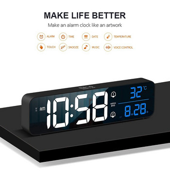 Интелигентен LED часовник Нощни цифрови будилници Настолна маса Електронен настолен часовник Настолен часовник с дрямка Събуждане Будилник Цифров
