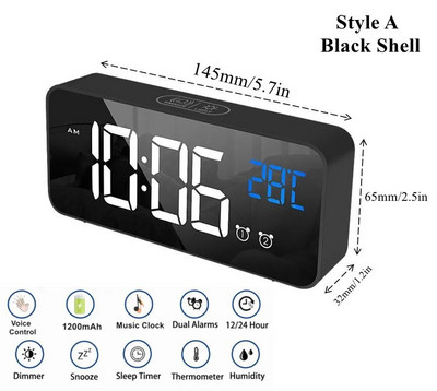 Pametni LED sat Digitalni budilice uz noćni ormarić Stolni stol Elektronički stolni sat Stoni sat s odgodom Budilica Digitalni budilnik