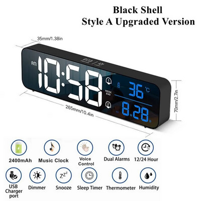 Pametni LED sat Digitalni budilice uz noćni ormarić Stolni stol Elektronički stolni sat Stoni sat s odgodom Budilica Digitalni budilnik