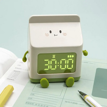 Акумулаторен будилник Type-c Будилник Акумулаторен будилник с форма на кутия за мляко Многофункционален екран за събуждане на деца