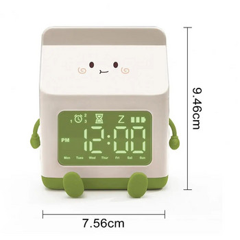 Акумулаторен будилник Type-c Будилник Акумулаторен будилник с форма на кутия за мляко Многофункционален екран за събуждане на деца