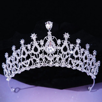 DIEZI Korea luksuslik valge kristallkrooniga juuste aksessuaarid Tiara naiste pulmakivist kividest pruudi hõbedase värvi krooniga juuste ehted