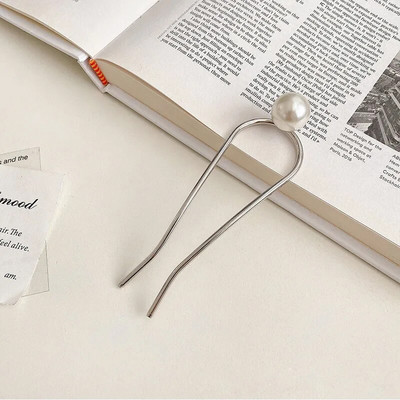 Madingos metalinės perlinės plaukų lazdelės moterims Shell plaukų segtukų smeigtukai U formos plaukų segtukai mergaičių plaukų segtukai plaukų kuodukų formavimo priemonė Plaukų priedai