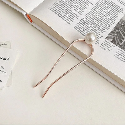 Madingos metalinės perlinės plaukų lazdelės moterims Shell plaukų segtukų smeigtukai U formos plaukų segtukai mergaičių plaukų segtukai plaukų kuodukų formavimo priemonė Plaukų priedai