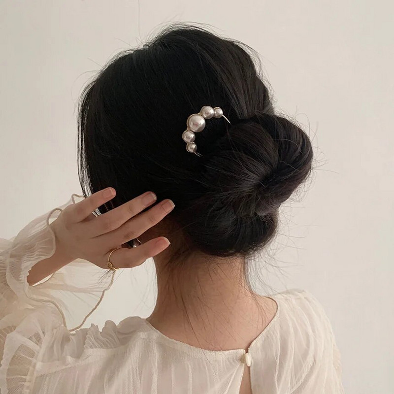 Madingos metalinės perlinės plaukų lazdelės moterims Shell plaukų segtukų smeigtukai U formos plaukų segtukai mergaičių plaukų segtukai plaukų kuodukų formavimo priemonė Plaukų priedai