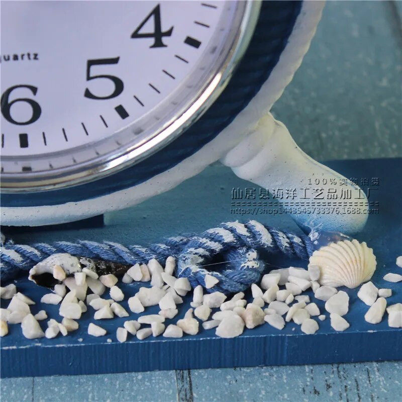 Vahemere stiilis tüürimehe kell Retro puidust töölaua ornament isetegemiseks rannas mereteemaline merelaeva rattaankur kodusisustus