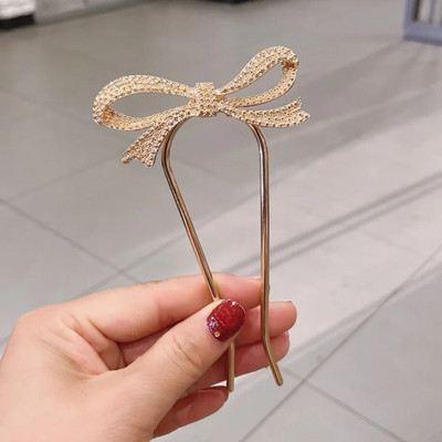 Õrn U-kujuline juuksenõel naistele Tüdrukutele Pruut Bowknot Juuste kujundamise tööriistad Metallist kinnitusklambrid Kuklite valmistamise tarvikud