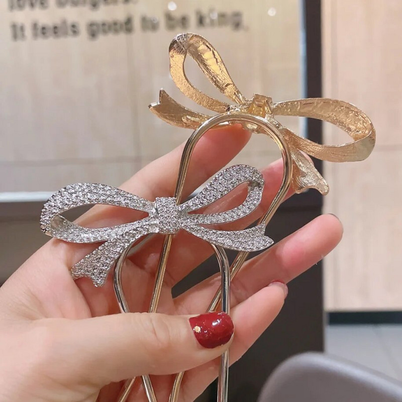 Õrn U-kujuline juuksenõel naistele Tüdrukutele Pruut Bowknot Juuste kujundamise tööriistad Metallist kinnitusklambrid Kuklite valmistamise tarvikud