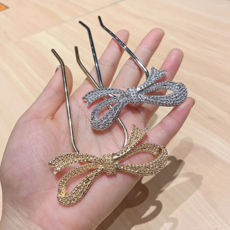 Õrn U-kujuline juuksenõel naistele Tüdrukutele Pruut Bowknot Juuste kujundamise tööriistad Metallist kinnitusklambrid Kuklite valmistamise tarvikud