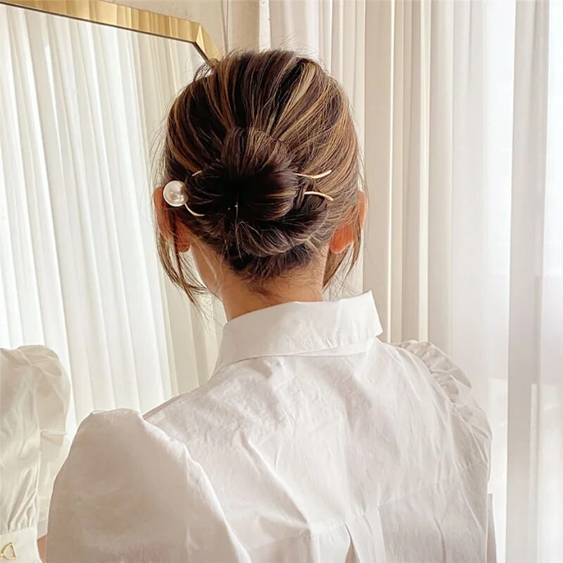 Õrn U-kujuline juuksenõel naistele Tüdrukutele Pruut Bowknot Juuste kujundamise tööriistad Metallist kinnitusklambrid Kuklite valmistamise tarvikud