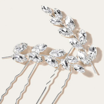 Floralbride Сплав Сребърен цвят Прозрачни кристални кристали Булчинска игла за коса Сватбен стикер за коса Дамски аксесоари за коса за шаферки