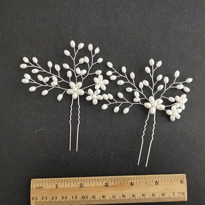 Floralbride Alloy Ασημί Χρώμα Clear Crystal Rhinestones Νυφική καρφίτσα μαλλιών Αυτοκόλλητο μαλλιών γάμου Γυναικείες παράνυμφοι Αξεσουάρ μαλλιών