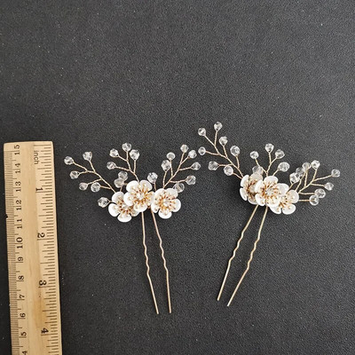 Floralbride Alloy Ασημί Χρώμα Clear Crystal Rhinestones Νυφική καρφίτσα μαλλιών Αυτοκόλλητο μαλλιών γάμου Γυναικείες παράνυμφοι Αξεσουάρ μαλλιών