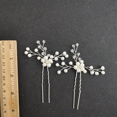 Floralbride Alloy Ασημί Χρώμα Clear Crystal Rhinestones Νυφική καρφίτσα μαλλιών Αυτοκόλλητο μαλλιών γάμου Γυναικείες παράνυμφοι Αξεσουάρ μαλλιών