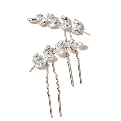Floralbride Alloy Ασημί Χρώμα Clear Crystal Rhinestones Νυφική καρφίτσα μαλλιών Αυτοκόλλητο μαλλιών γάμου Γυναικείες παράνυμφοι Αξεσουάρ μαλλιών