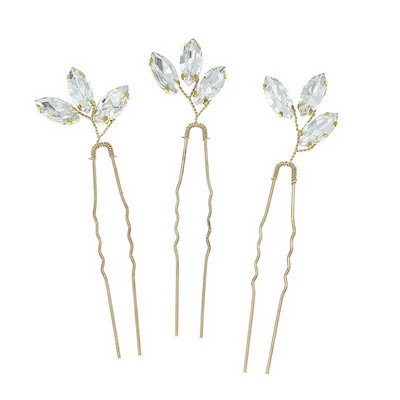 Floralbride Alloy Ασημί Χρώμα Clear Crystal Rhinestones Νυφική καρφίτσα μαλλιών Αυτοκόλλητο μαλλιών γάμου Γυναικείες παράνυμφοι Αξεσουάρ μαλλιών