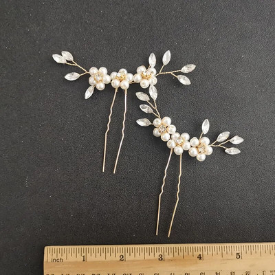 Floralbride Alloy Ασημί Χρώμα Clear Crystal Rhinestones Νυφική καρφίτσα μαλλιών Αυτοκόλλητο μαλλιών γάμου Γυναικείες παράνυμφοι Αξεσουάρ μαλλιών