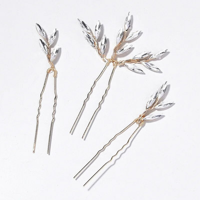 Floralbride Alloy Ασημί Χρώμα Clear Crystal Rhinestones Νυφική καρφίτσα μαλλιών Αυτοκόλλητο μαλλιών γάμου Γυναικείες παράνυμφοι Αξεσουάρ μαλλιών