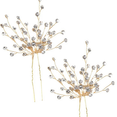 Floralbride Alloy Ασημί Χρώμα Clear Crystal Rhinestones Νυφική καρφίτσα μαλλιών Αυτοκόλλητο μαλλιών γάμου Γυναικείες παράνυμφοι Αξεσουάρ μαλλιών